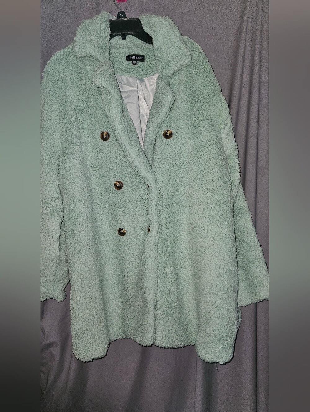 EllyBazar Mint Green Double-Breasted Teddy Jacket